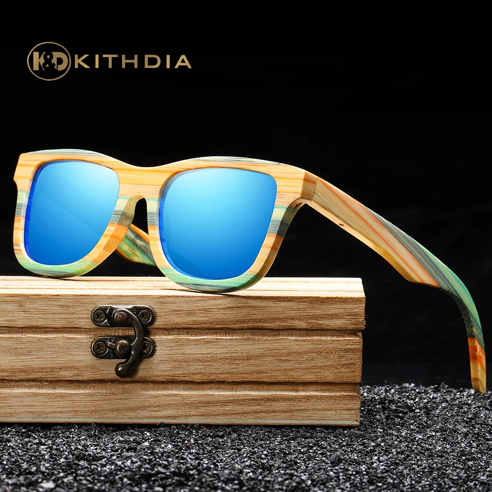 

Kithdia Skateboard Wood Bamboo Sunglasses Polarized for Women Mens Brand Designer Wooden Sun Glasses UV Protection Lens S3834