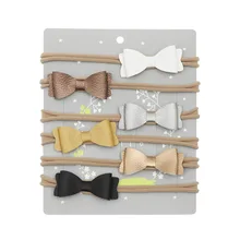 Стиль, Европа и Америка, детский головной убор из искусственной кожи, бант, лента для волос, очень мягкая, незаметная, детская нейлоновая повязка на голову