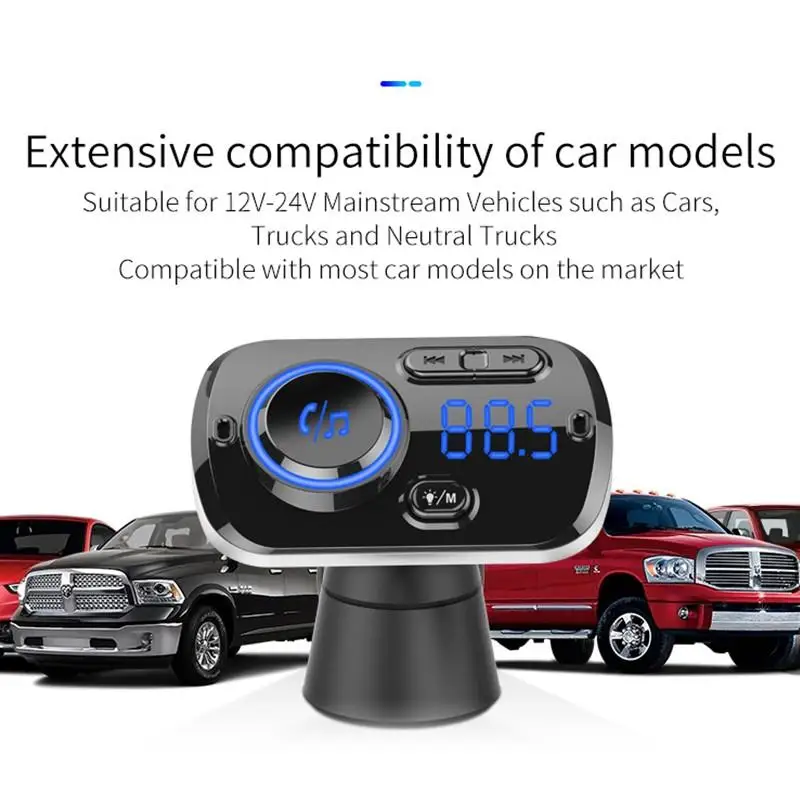 AUX Play автомобильный fm-передатчик Bluetooth 5,0 FM модулятор USB Автомобильное зарядное устройство комплект громкой связи MP3 плеер ночное видение светодиодный светильник