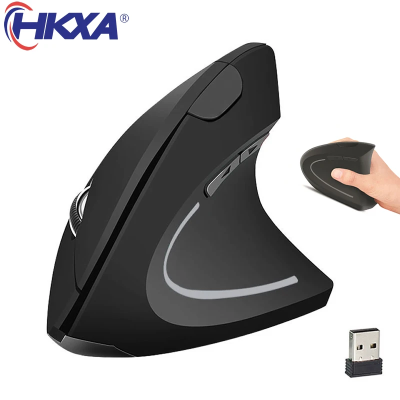 HKXA Wireless Mouse Vertical Gaming Mouse USB Computer Mice Ergonomic Desktop Upright 1600DPI for PC Laptop Office Home