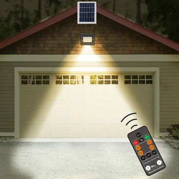

54LED Solar Wall Light IP66 Waterproof Panel Outdoor Garden Street Lamp Adjustable Brightness Spotlight with Remote Control
