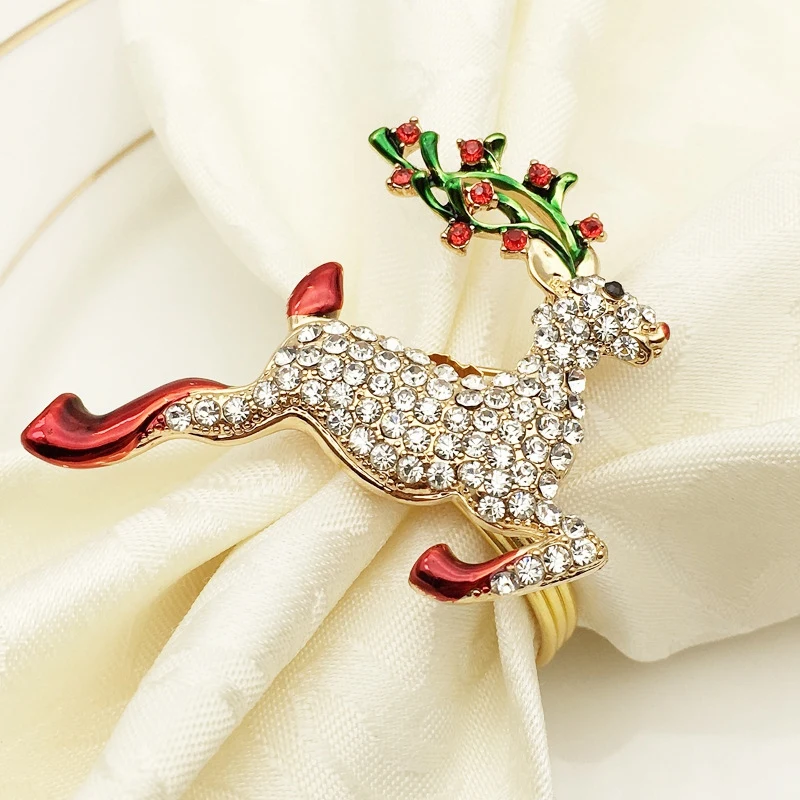 6 шт. металлическое цветное рождественское кольцо для салфеток с лосем для свадебного банкета и стола для отеля