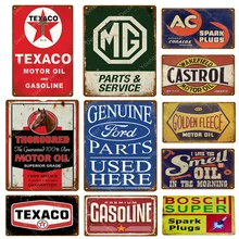 AC свечи зажигания жестяные знаки Thorobred Texaco Castrol двигатель масло бензин Декор Паб Бар Гараж винтажный металлический постер