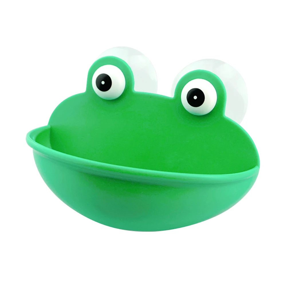 Contenedor colgante de pared para baño, soporte para jabonera, caja de almacenamiento para el hogar con forma de rana con bandeja de succión de dibujos animados