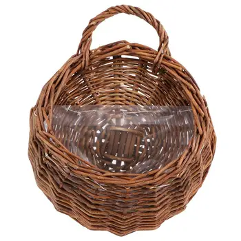 

1PC Straw Wall Hanging Flower Basket Hand Woven Artwork Indoor Simulation Balcony Decoration Plant Hanging Baskets for Home
