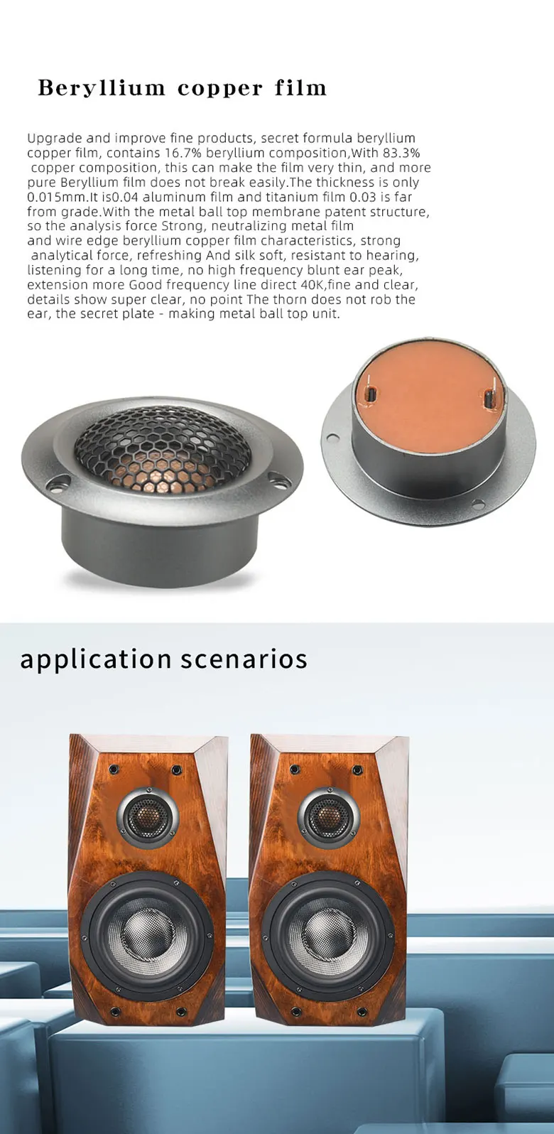 membrana de seda membrana, 4OHM30W, cobre berílio