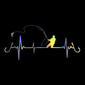 

Funny Car Sticker 3D Heartbeat Fishing Styling Decorative Lovely Decal Motorcycle Styling 17CM*8CM
