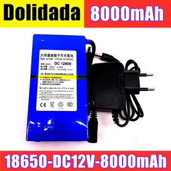 

18650 Battery DC12800 DC 12V 8000MAH Li-ion Super Powerful Rechargeable Battery For Camera With Plug 2 orders