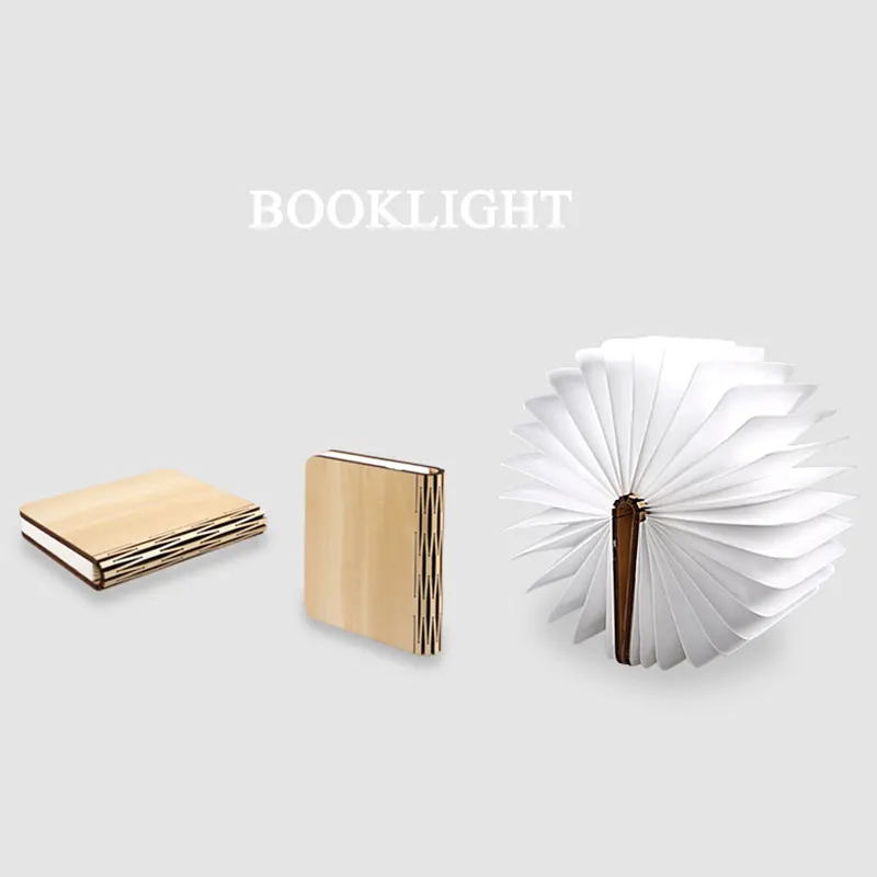Деревянный складной светодиодный светильник для книг, заряжаемый от USB, Multi-Color_Light украшения
