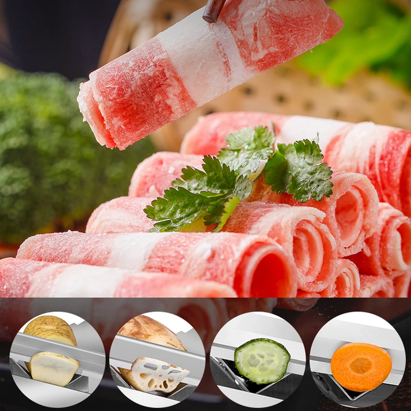 Бытовая машина для резки мяса ягненка с двумя концами лезвие из нержавеющей стали замороженное мясо слайсер машина для резки автоматическая отправка мяса