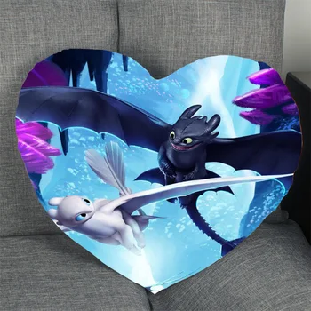 

Custom Toothless Anime Pillow Case Heart Shaped Zipper Pillow Cover Satin Soft No Fade Pillow Case Home Textile Decorative