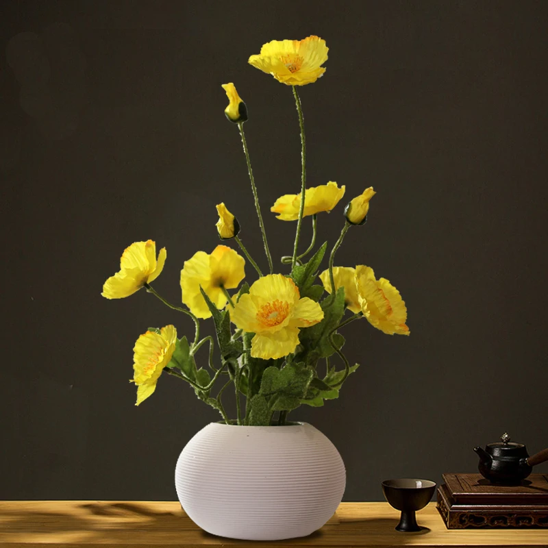 

Modern Ceramic Vase+Artificial Flowers Home Livingroom Desktop Miniature Accessories Art Crafts Coffee Table Bar Ornaments Decor