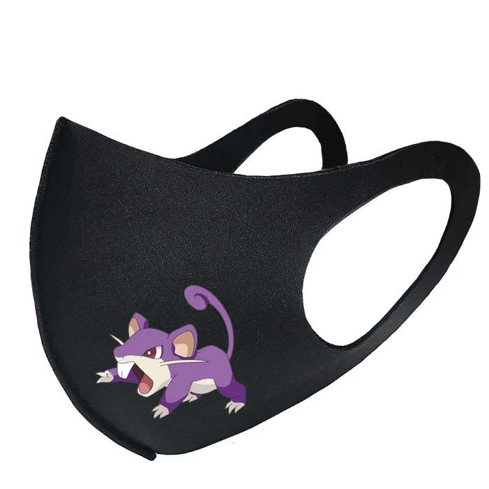 

Pokemon Face Mask Students 2D Cartoon Anime Star Black Mask