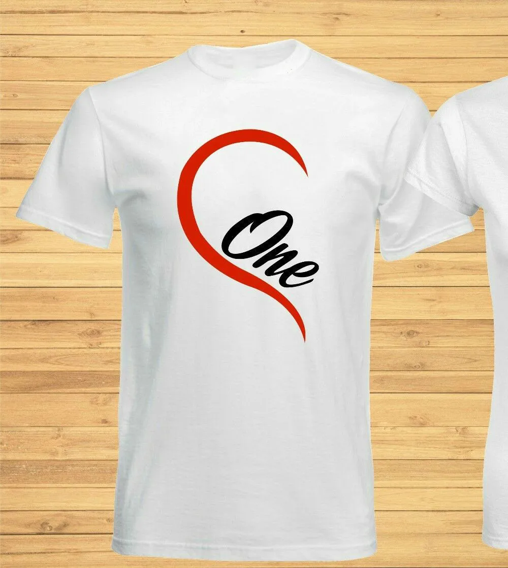 Парные одинаковые футболки с надписью «One Love Heart»; подарок на Рождество и свадьбу; футболка - Цвет: MENS WHITE