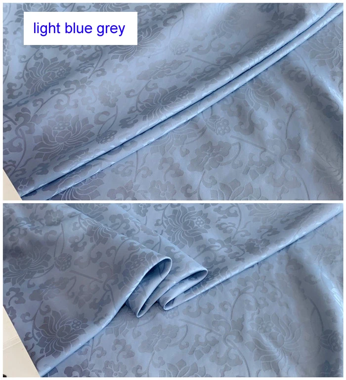 Креп шелк Шармез ткань Винтаж лотоса цветочный вечернее платье Материал 100 см* 114 см - Цвет: light blue grey