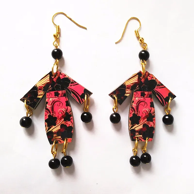 New Wooden Cheongsam earring Dangle Earring Drop Earring Long Tassel