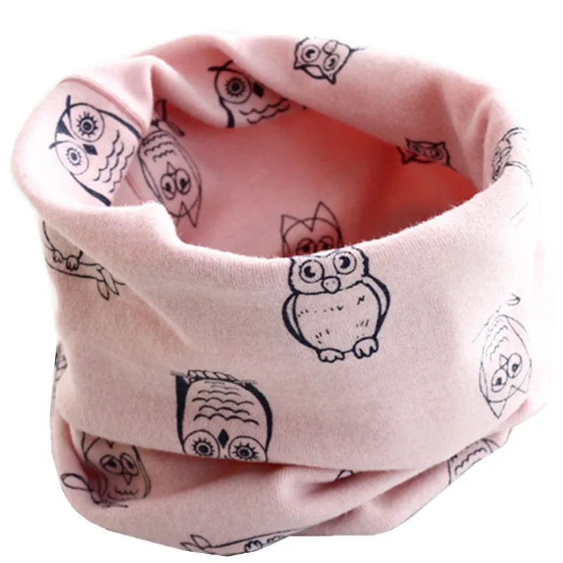 owl pink Детский хлопковый шарф, Детский Теплый шарф с мультяшным принтом, Детские воротники, осенне-зимний теплый шарф с круглым вырезом для детей - Цвет: owl pink