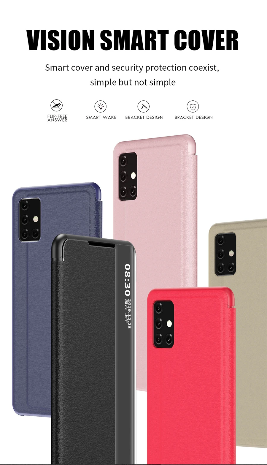 Smart View Flip Case For Samsung Galaxy A50 A51 A71 A70 Note 10 9 8 S20 Ultra FE S10 Lite S9 S8 S7 Edge J4 J6 Plus A6 2018 Cover silicone case for samsung