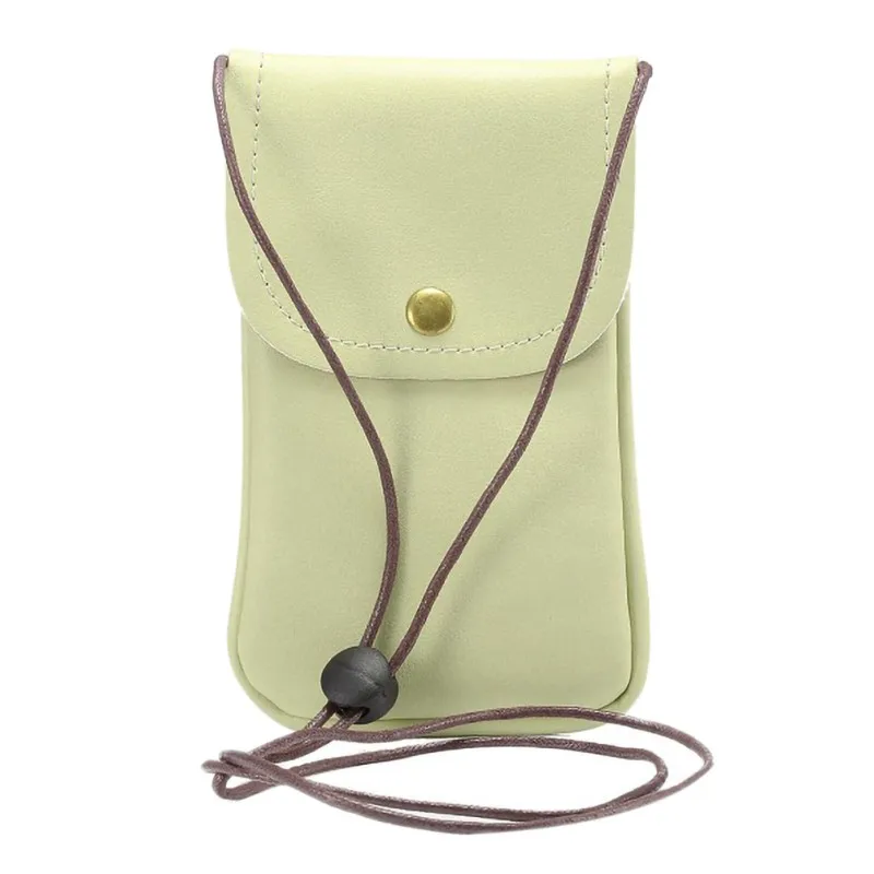 Универсальная кожаная сумка для мобильного телефона, наплечный карман, кошелек, чехол, шейный ремешок для смартфона - Цвет: Зеленый