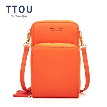 

Fashion Women Mini Cell Phone Shoulder Bag Quality Leather Card Holder Wallet Female Solid Crossbody Bags Casual Cellphone Bag