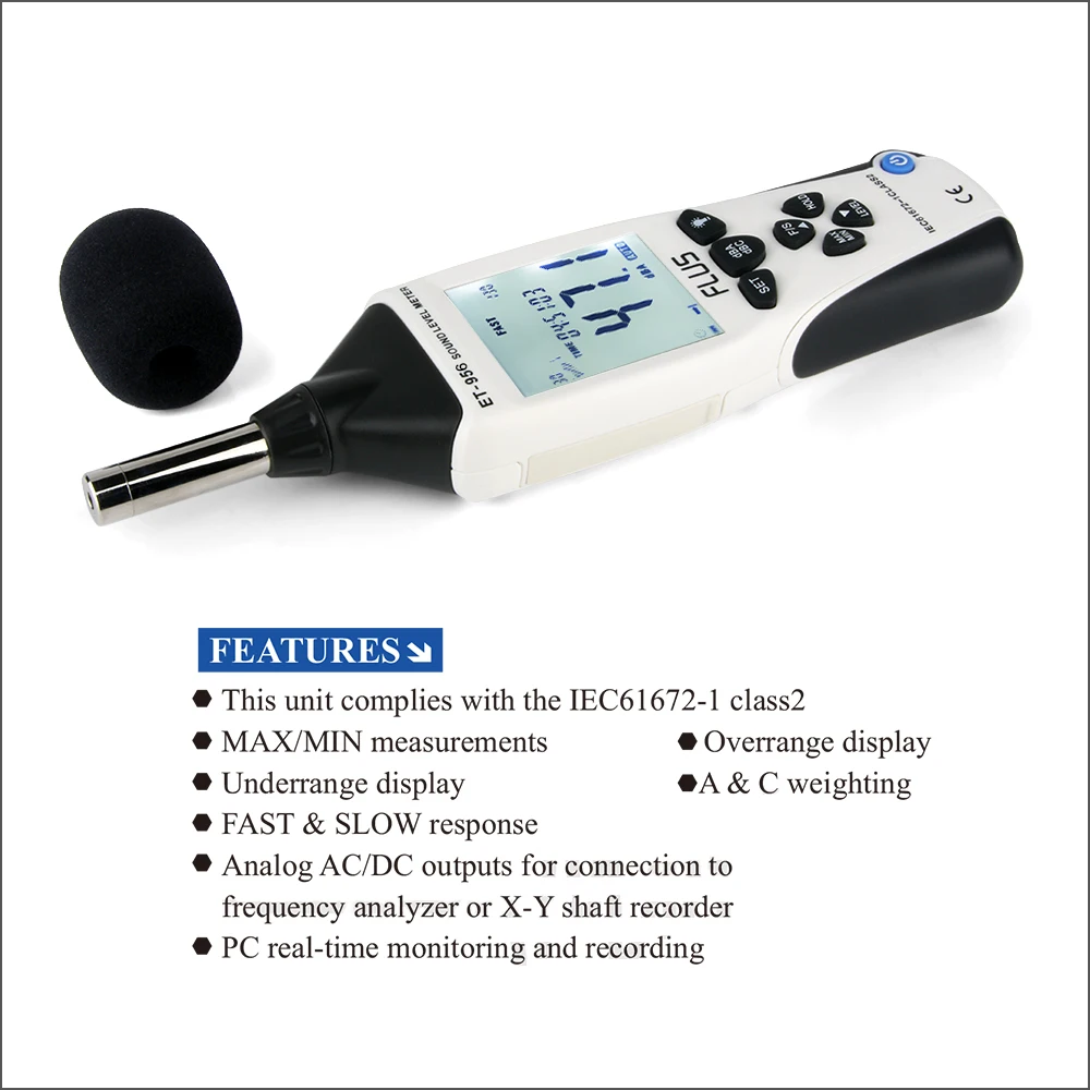 FLUS Sound Level Meter Digital Professional Sound Level Meter Sonometros Noise Audio Level 30-130dB USB Cable Decibels Meter 4