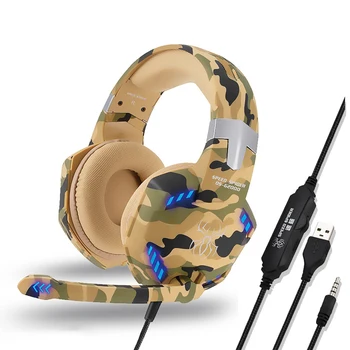 

High Grade Men Gamer Headset Surround Round Stereo Camouflage Gaming Headset With Volume Control Microphone LED Light For PC PS4
