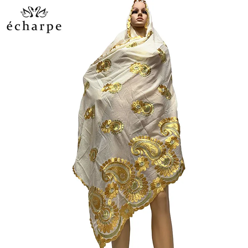 Африканский женский шарф из хлопка, мусульманский женский хиджаб, шарфы большого размера, хлопковый шарф для шали, шали - Цвет: Color 2