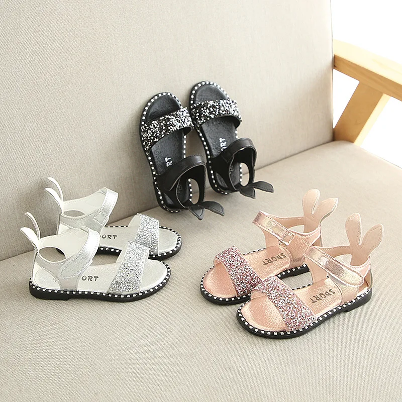 SKOEX/милые сандалии принцессы для девочек; детские сандалии на плоской подошве с открытым носком; детская Праздничная обувь для девочек с цветочным узором на застежке-липучке; размеры 21-30