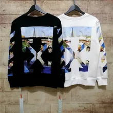 Бело-OW FW A-Гамп головы картина Моне масляными красками Круглый воротник толстовка