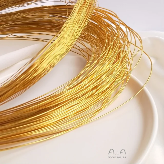 1 Meter/Set 18K Pack Gold Strong Color Retention Half Hard Wire Non-Peeling Gold Injection Copper Wire DIY Jewelry Material