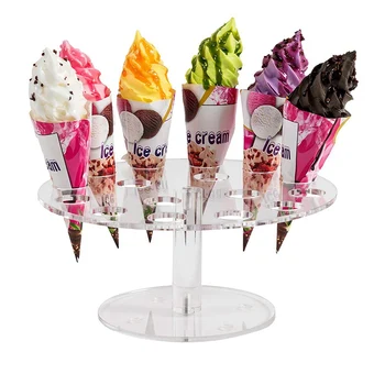 

16/5 Holes Ice Cream Candy Holder Acrylic Cupcake Ice Cream Cones Holder Stand For Wedding Party Buffet Display Kitchen Tool