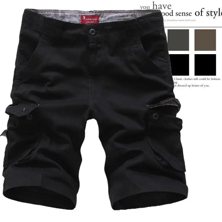 2009 взрывные импортные свободные шорты, мульти-комбинезоны с карманами, брюки, брюки, пятиминутные брюки, Мужской Вес и усиление Si - Цвет: Черный