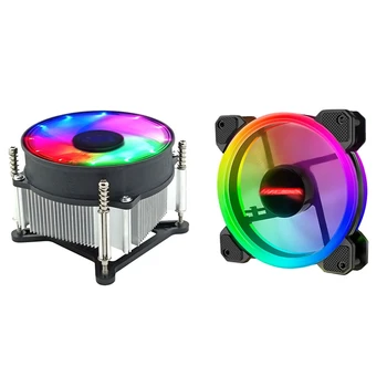 

COOLMOon 1 Pcs F-GM1 Computer Case PC Cooling Fan RGB &1 Pcs CPU Cooler Heatsink LED 12V for PC