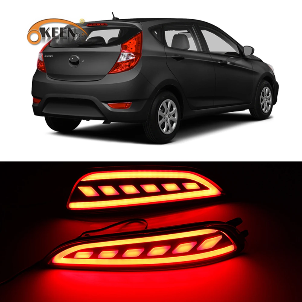 2pcs For Hyundai Solaris Accent Alis hatchback 2011- 2014 Rear Bumper Reflector Lights Warning Light Tail Fog Lamp Daytime light |