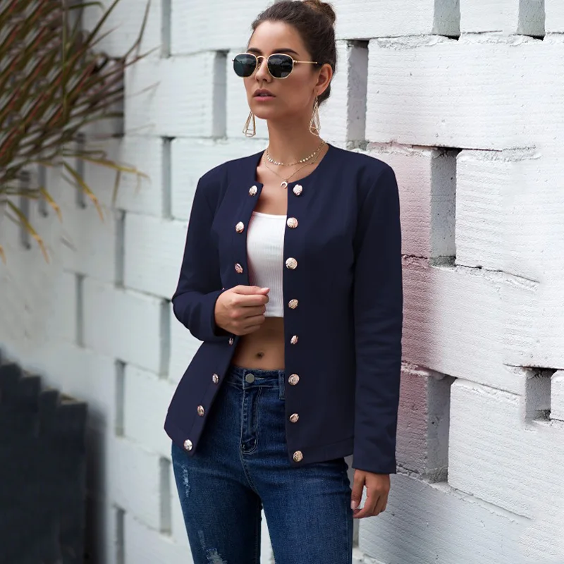 Dark Blue Куртки кардиган пальто для женщин с длинным рукавом весна осень Femme Повседневная красная офисная одежда наряд Рабочая верхняя одежда размера плюс - Цвет: Dark Blue