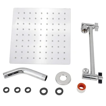 

8" Shower Sprayer Faucets Stainless Steel Square Rainfall Shower Head With 11" Extension Arm For Hotel Spa Bathroom Shower Set