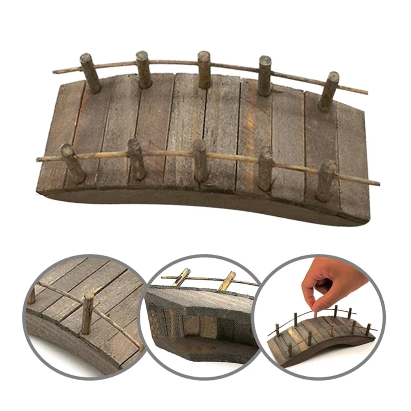 1:12 Dollhouse Mini Wooden Arch Bridge with Railings Miniatures Fairy Garden Miniature Craft for Micro Landscaping miniature ornament miniature scenery material miniature figurines wooden figurine crafts resin crafts ornament crafts