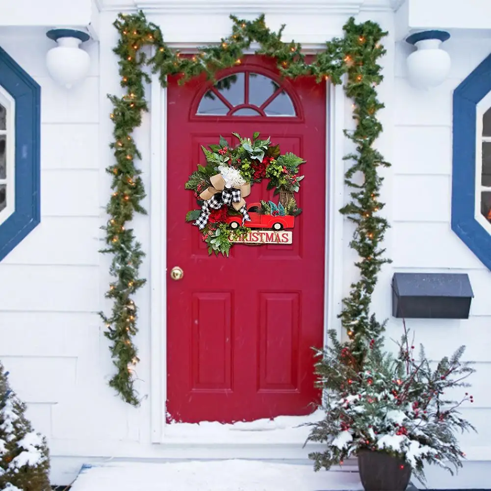 Рождественский венок ручной работы из ротанга дверь подвесной кулон для рождественские украшения на День Благодарения