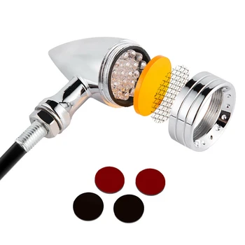 

2pcs 12V Amber Chrome Motorcycle Electroplate LED Turn Signal Light Brake Running Tail Indicator Universal Car Accessoties
