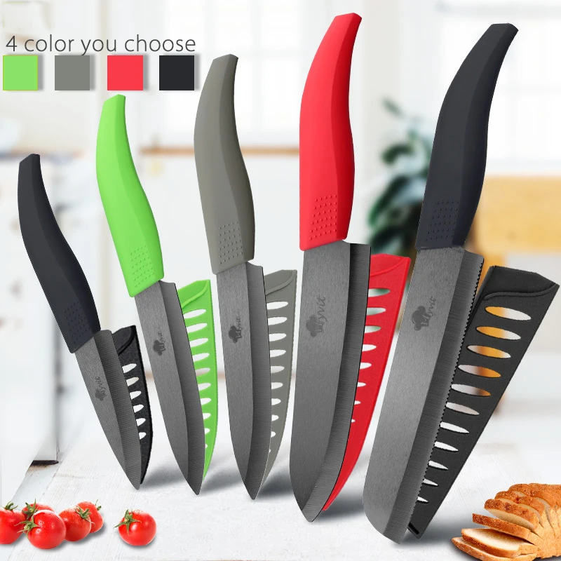 

Ceramic Knife 6 5 4 3 inch Kitchen Chef Knives Zirconia Black Blade Utility Slicing Paring Fruit Vegetable Meat Cutter Tool