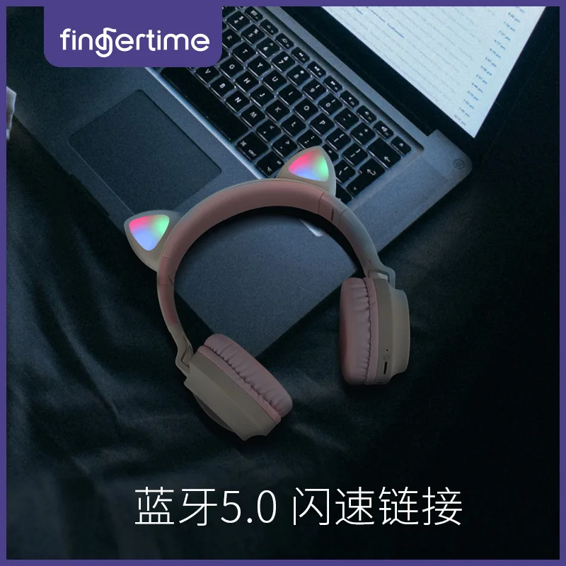 LED Cat Ear Headphones Noise Cancelling Bluetooth 5 0 Adults And Kids Headset Support TF Card FM Radio With Mic Wireless Wire