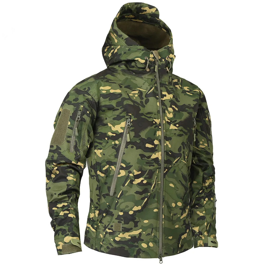 Veste tactique shark skin softshell multicam imperméable polaire pour pêche outdoor grande taille