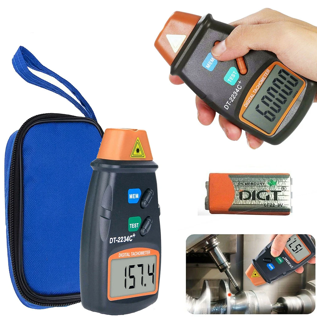 Digital Tachometer Motor Speed Rpm Gauge Meter Noncontact Tach Tools