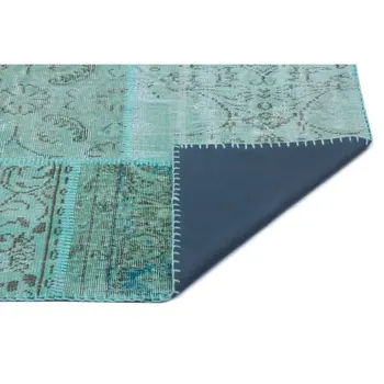 

Handmade Turquoise Vintage Overdyed Patchwork Area Rug 160x230 Cm-5'3''X7'7''