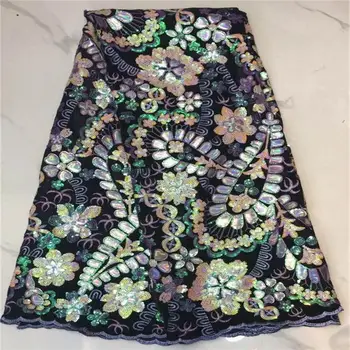 

Green French Mesh Tulle Lace Fabric with Sequins Embroidery African Sequins Lace Fabric Nigerian Net Lace Fabric APW3264B
