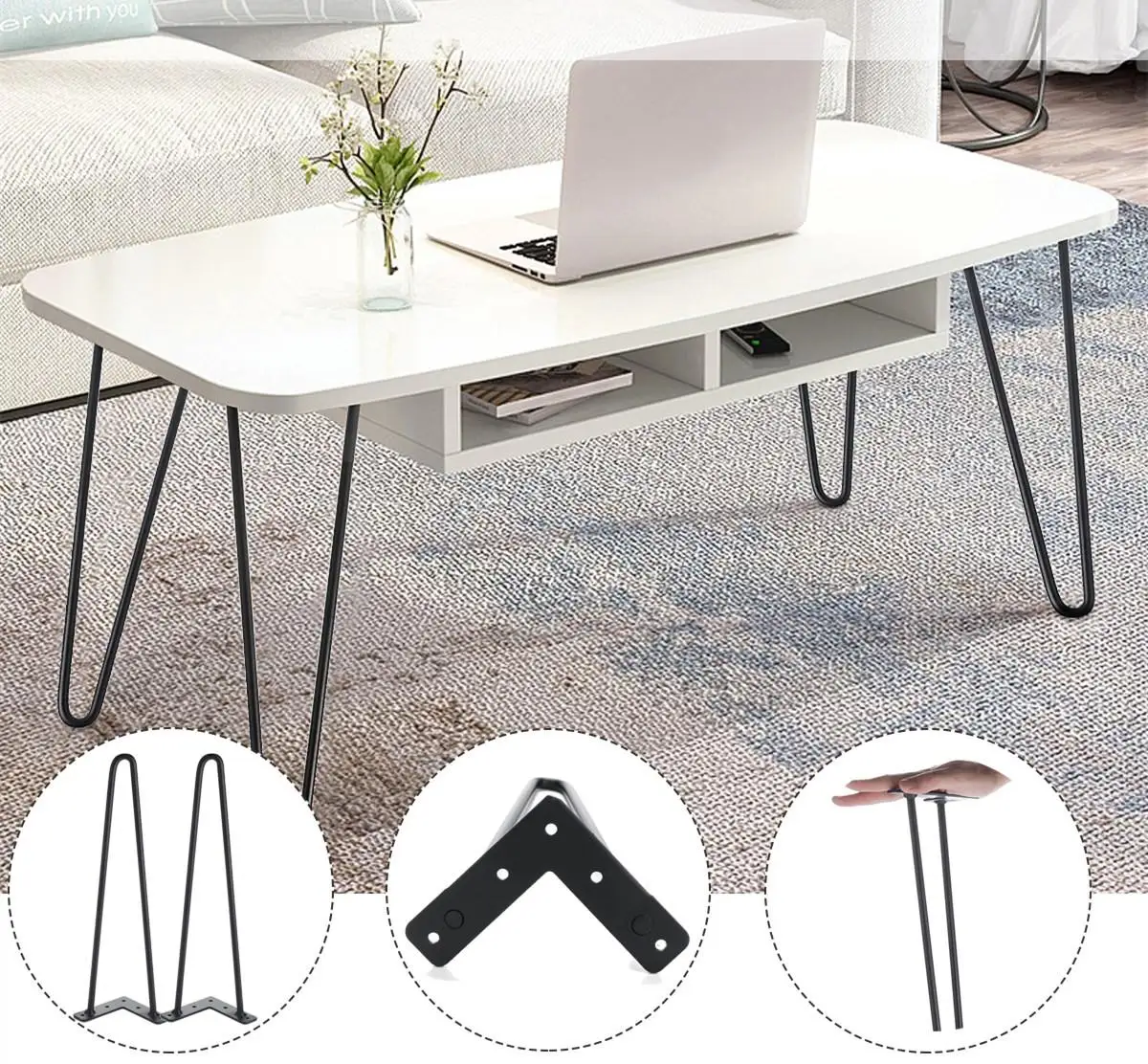 DIY metal hairpin legs for table desk cabinet shelf unit 28" Hairpin Legs 8" 