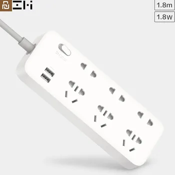 

Youpin Original ZMI 18W Power Strip xiaomi eco chain product 6 AC Sockets [3 Five / Two Hole] 2 USB Smart Output One-Piece