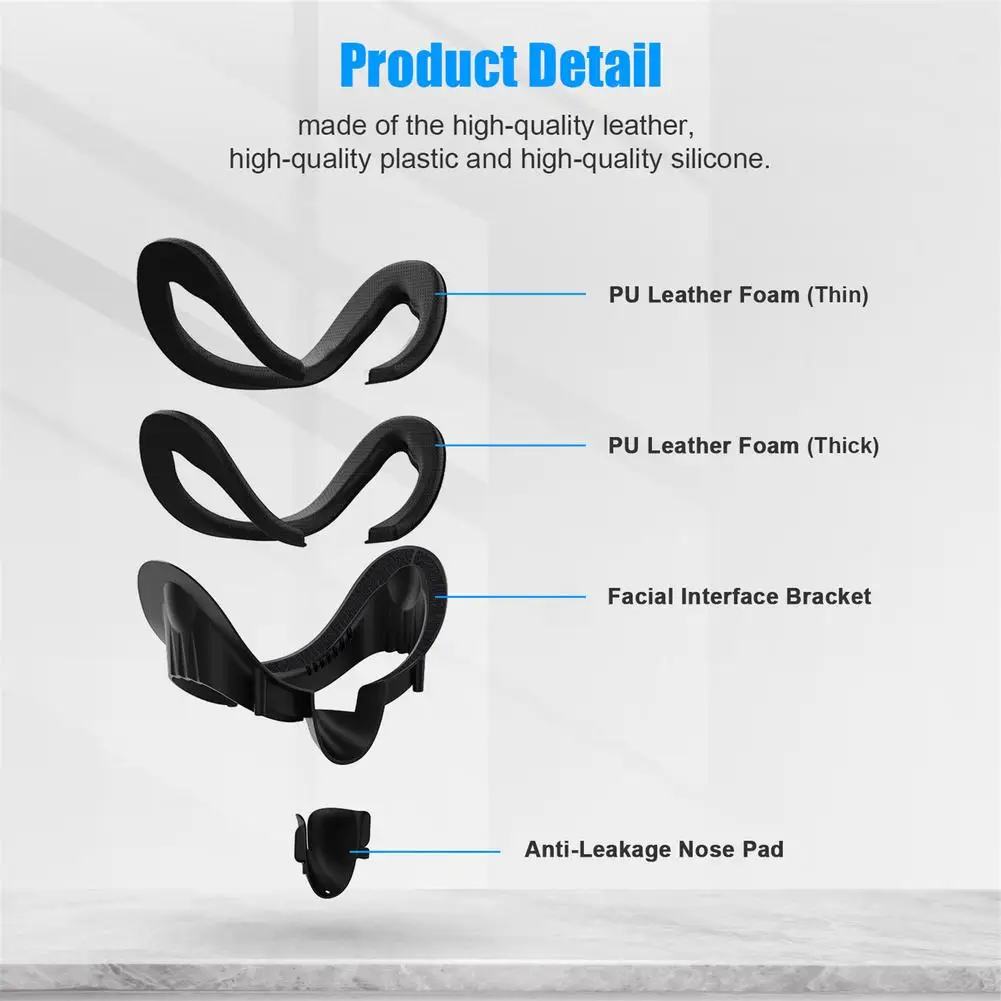 For HP Reverb G2 VR Facial Interface Bracket For Index With Anti-Leakage Nose Pad PU Leather Sweat-Proof Foam Face Cover Pad