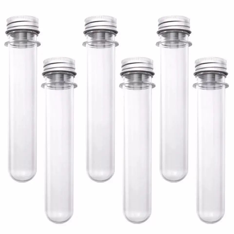 30/40/45/60/80/100ml plastic Test Tube With Screw Cap capsule PET Bottle Aluminum Cap Packing Tube With Pressure Sensitive Seal plastic test tubes plastic caps