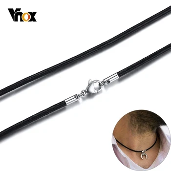 

Vnox 20"/24"/30" Genuine Leather Chain Unisex Necklace Choker DIY Accessory Black Rope Chain with Stainless Steel Lobster Clasp
